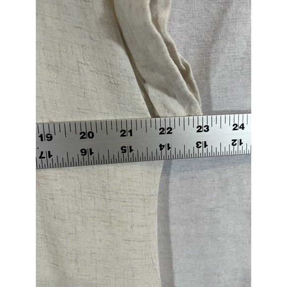 Angels Women’s Large Cream Short Sleeve 1/4 Button Down Rayon Linen Blouse - Picture 5 of 6